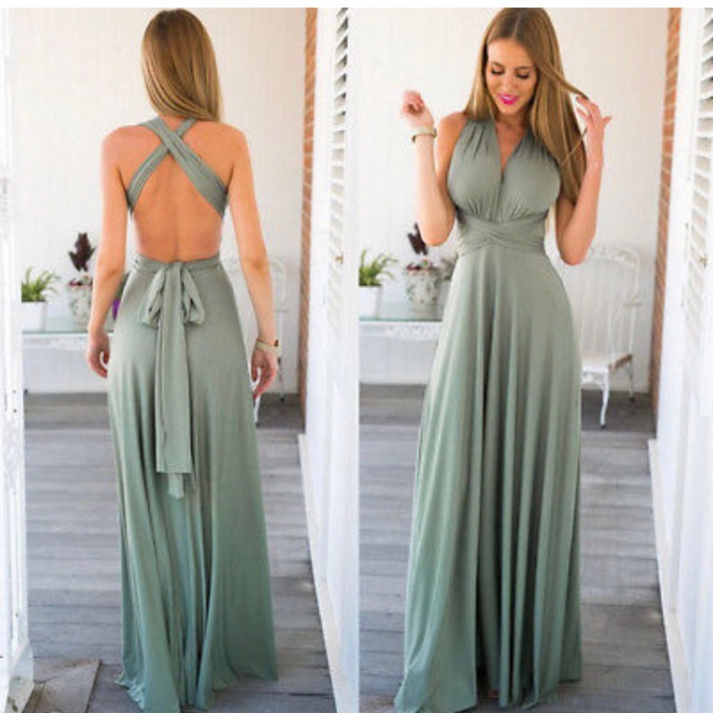 Multi-way wrap convertible boho maxi dress